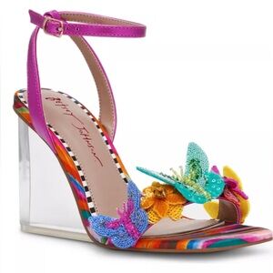 Betsey Johnson Multicolor Butterfly Wedge Sandals
